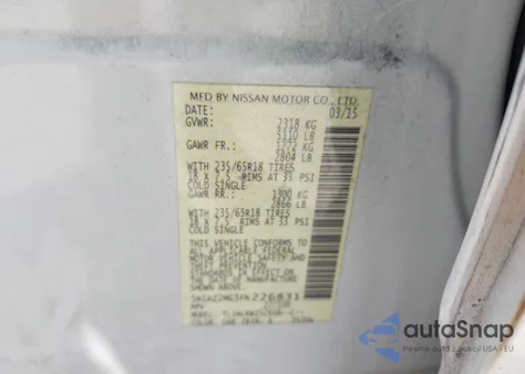 2015 Nissan Murano Sl from USA, damaged, VIN 5N1AZ2MG3FN226831